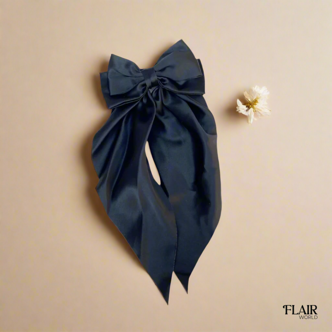 Black Long Tail Hair Bow