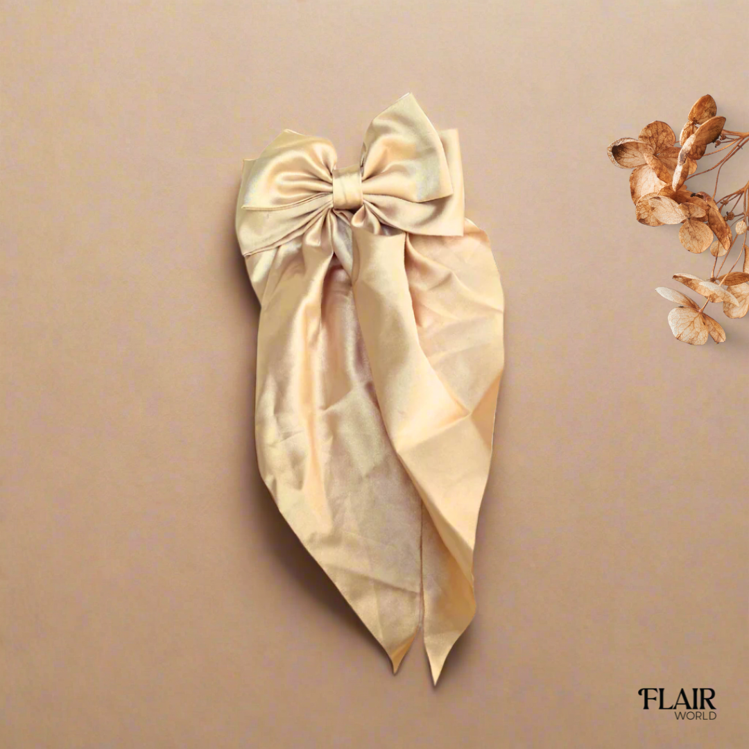 Beige Long Tail Hair Bow