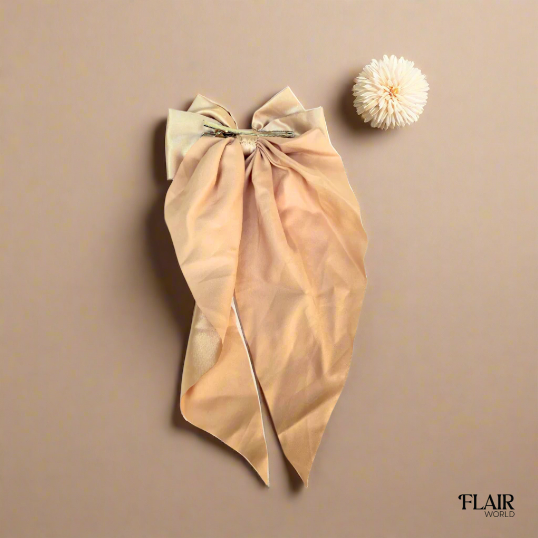 Beige Long Tail Hair Bow