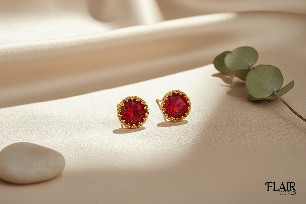 Sun Maroon Studs