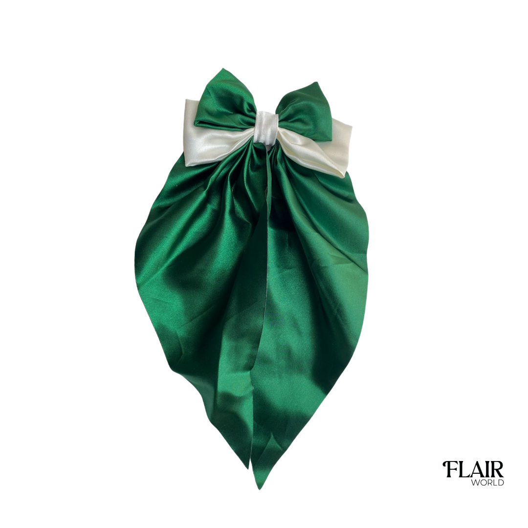 Green Long Tail Hair Bow