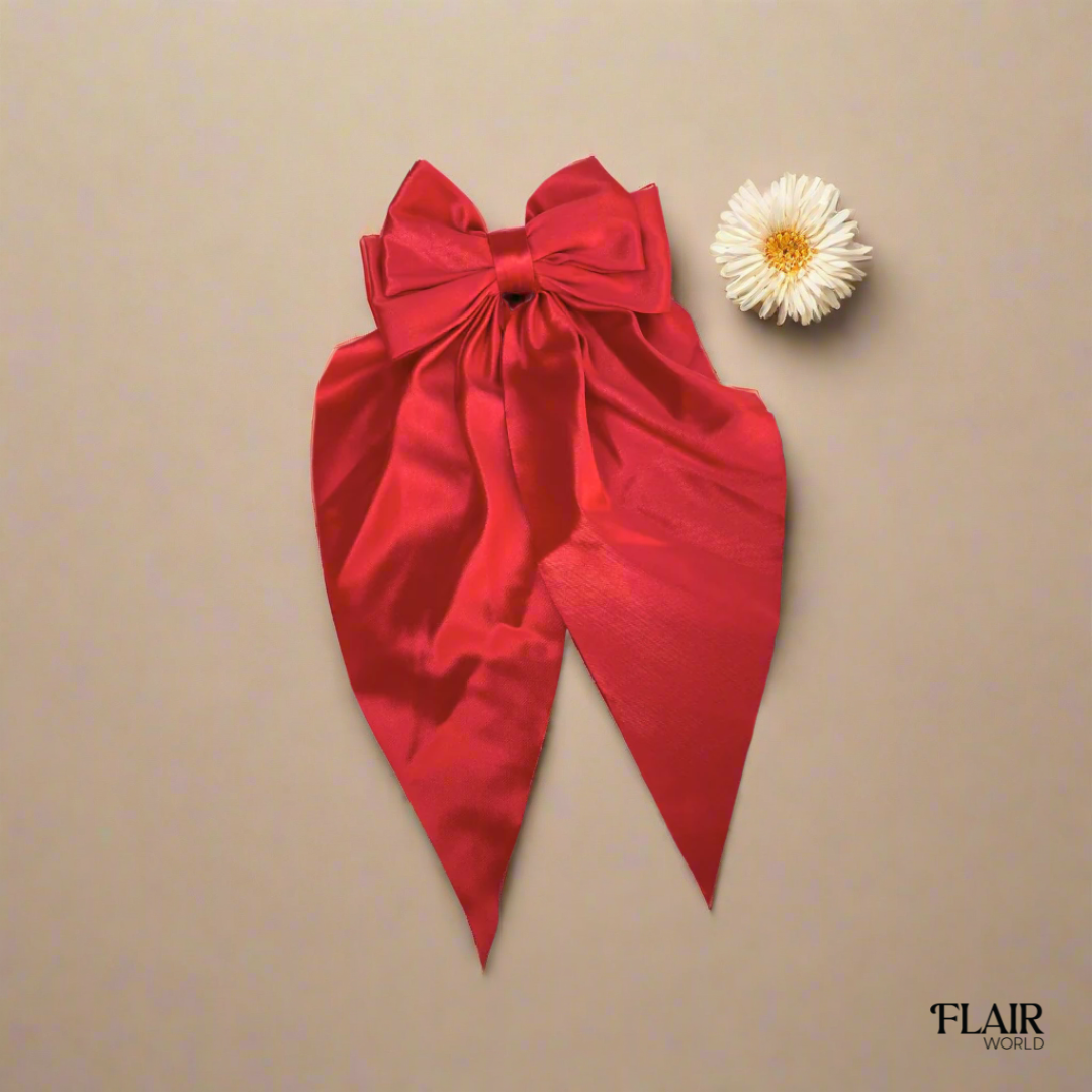 Red Long Tail Hair Bow
