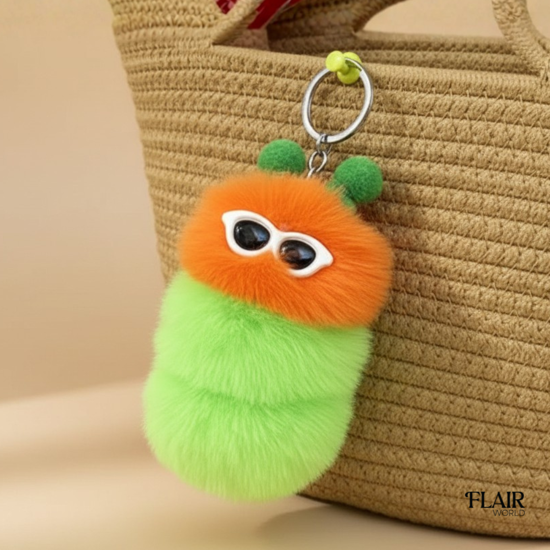 Orange Caterpillar Bag Charm