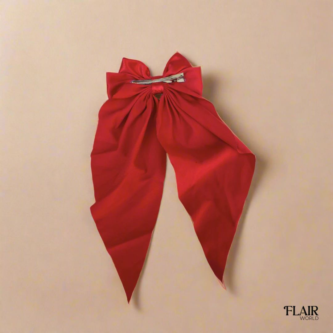 Red Long Tail Hair Bow