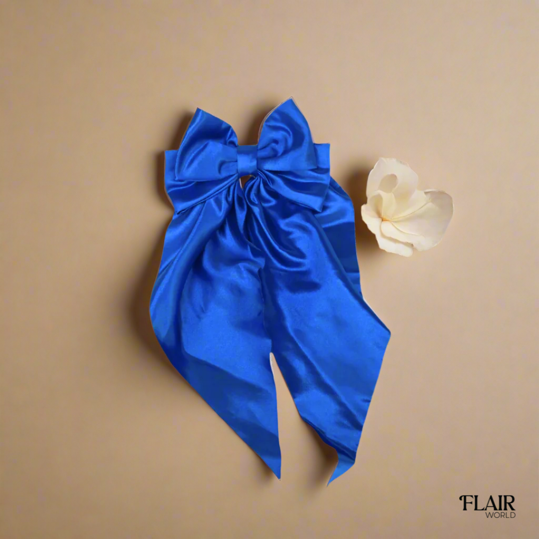 Blue Long Tail Hair Bow
