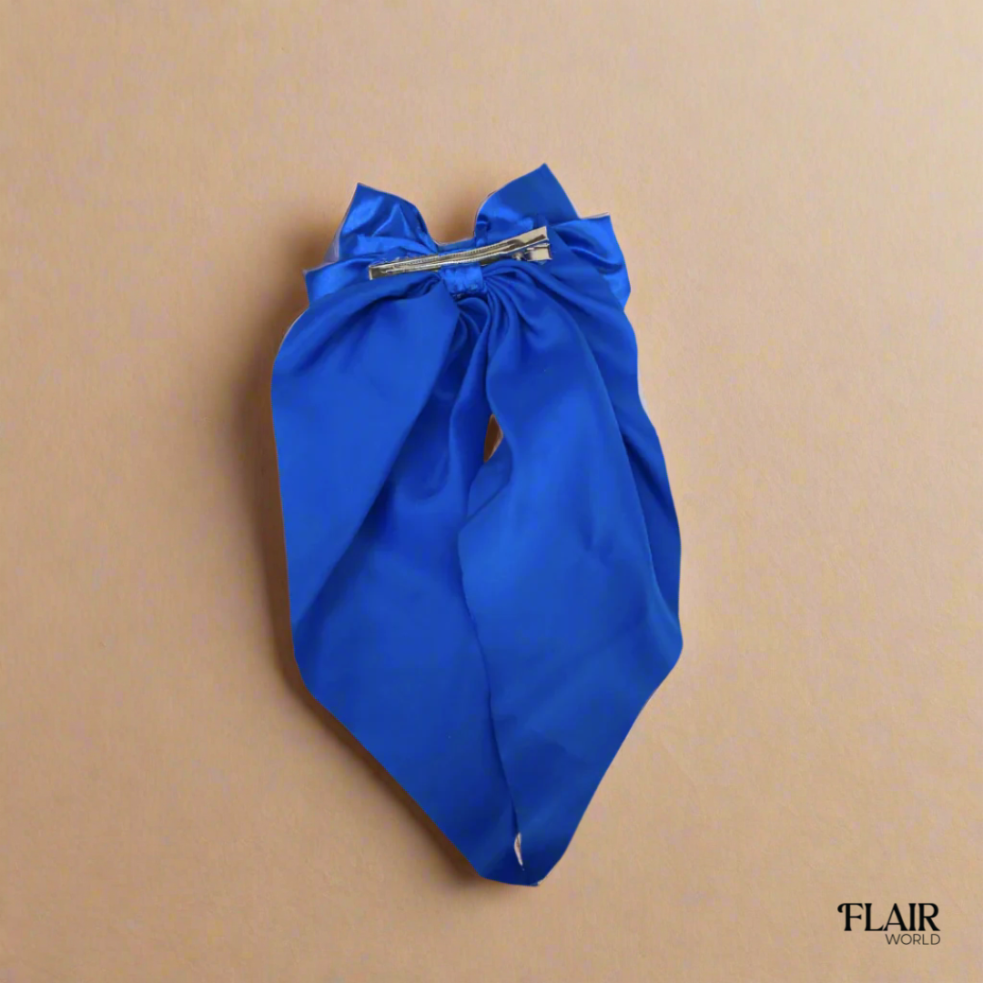 Blue Long Tail Hair Bow