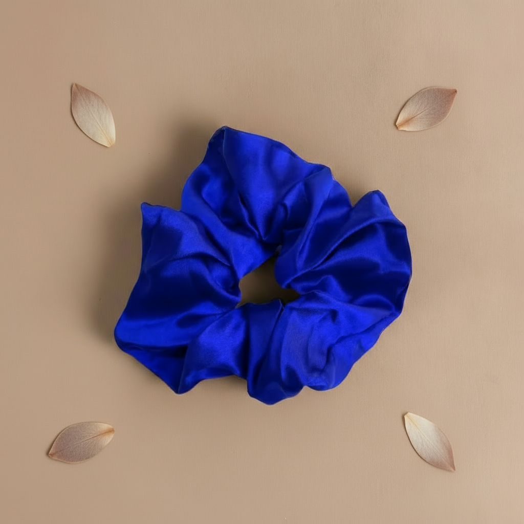 Blue Silk Scrunchie