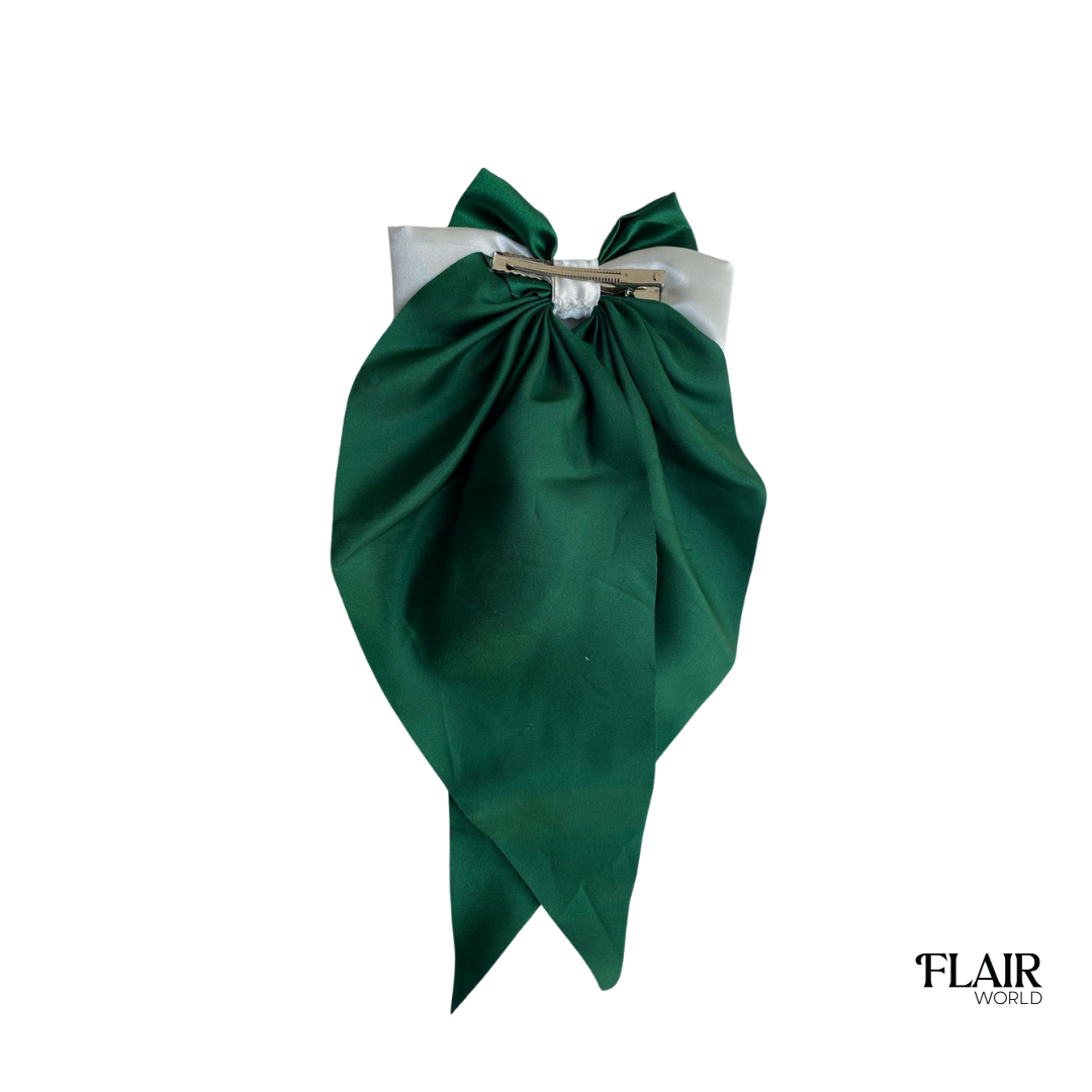 Green Long Tail Hair Bow