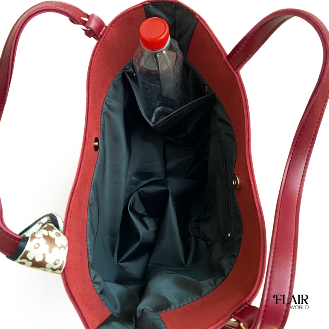 Caroline Maroon Tote Bag