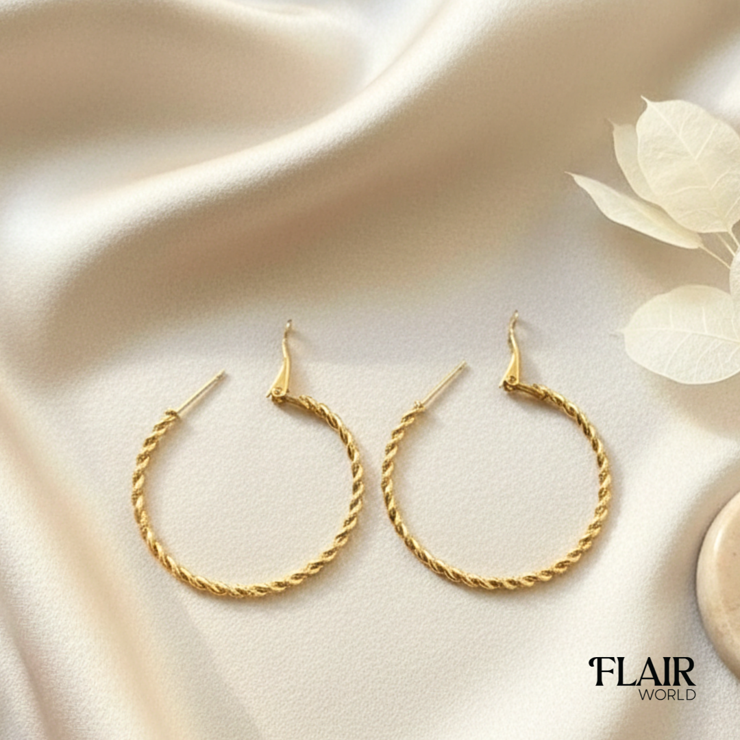 Single Coiled Round Gold Hoops
