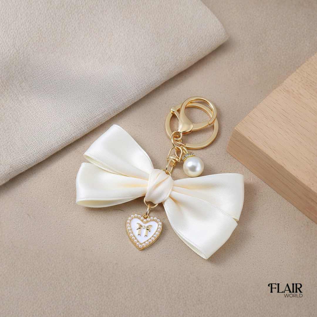 White Bow Tie Bag Charm