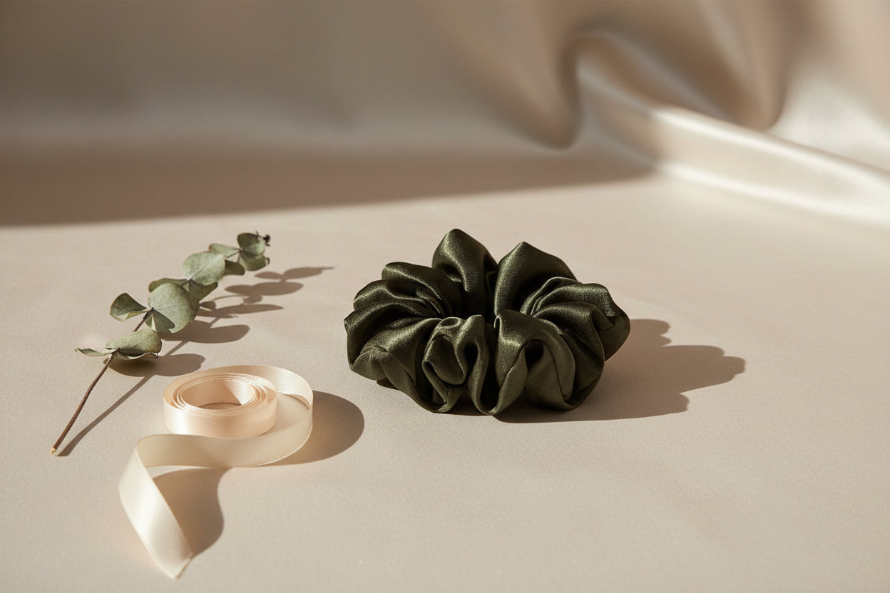 Light Beige Silk Scrunchie