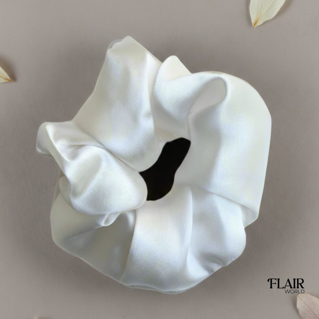 White Silk Scrunchie