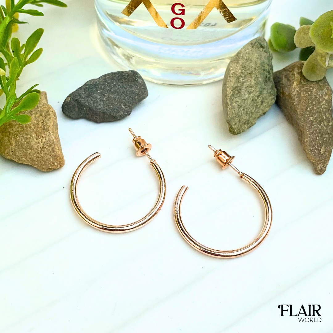 Gold Round Sleek Hoops
