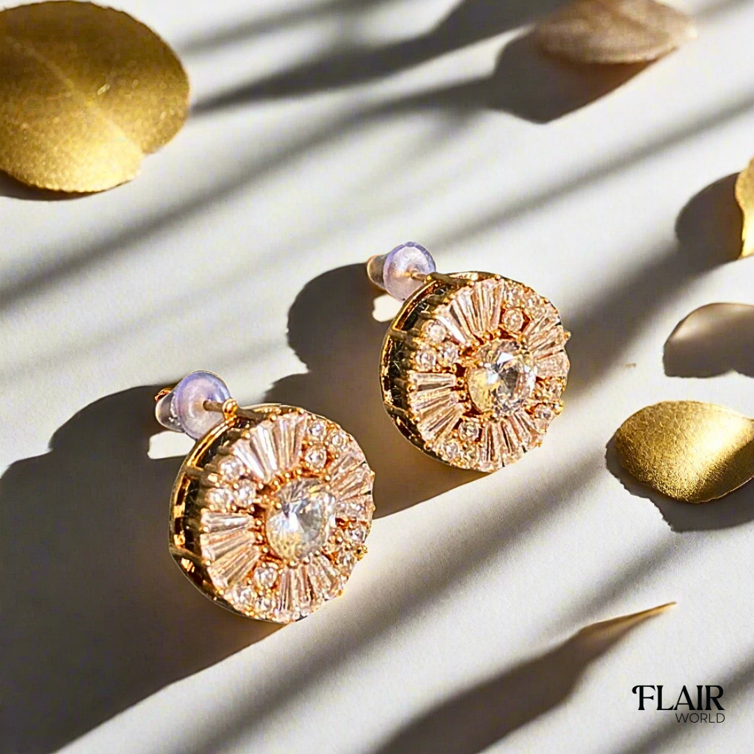 Ferris Round Gold Studs