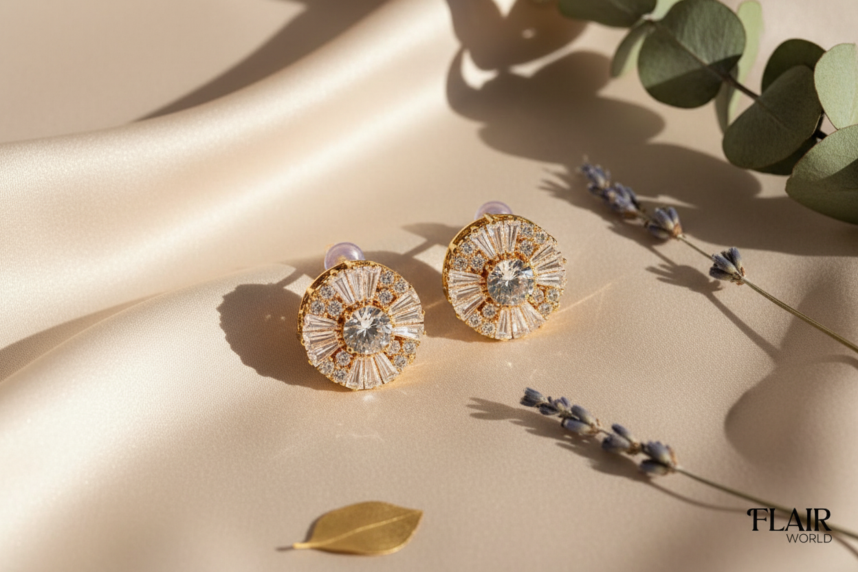 Ferris Round Gold Studs