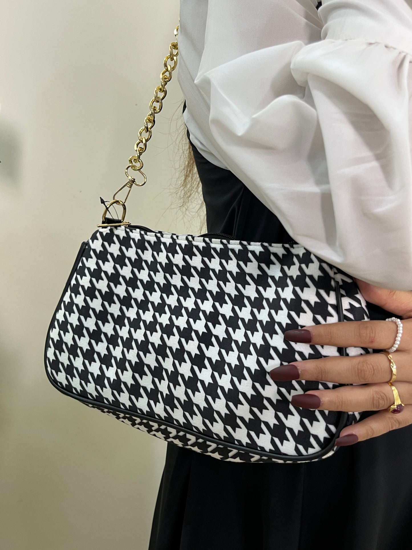 Krestine Black Baguette Bag