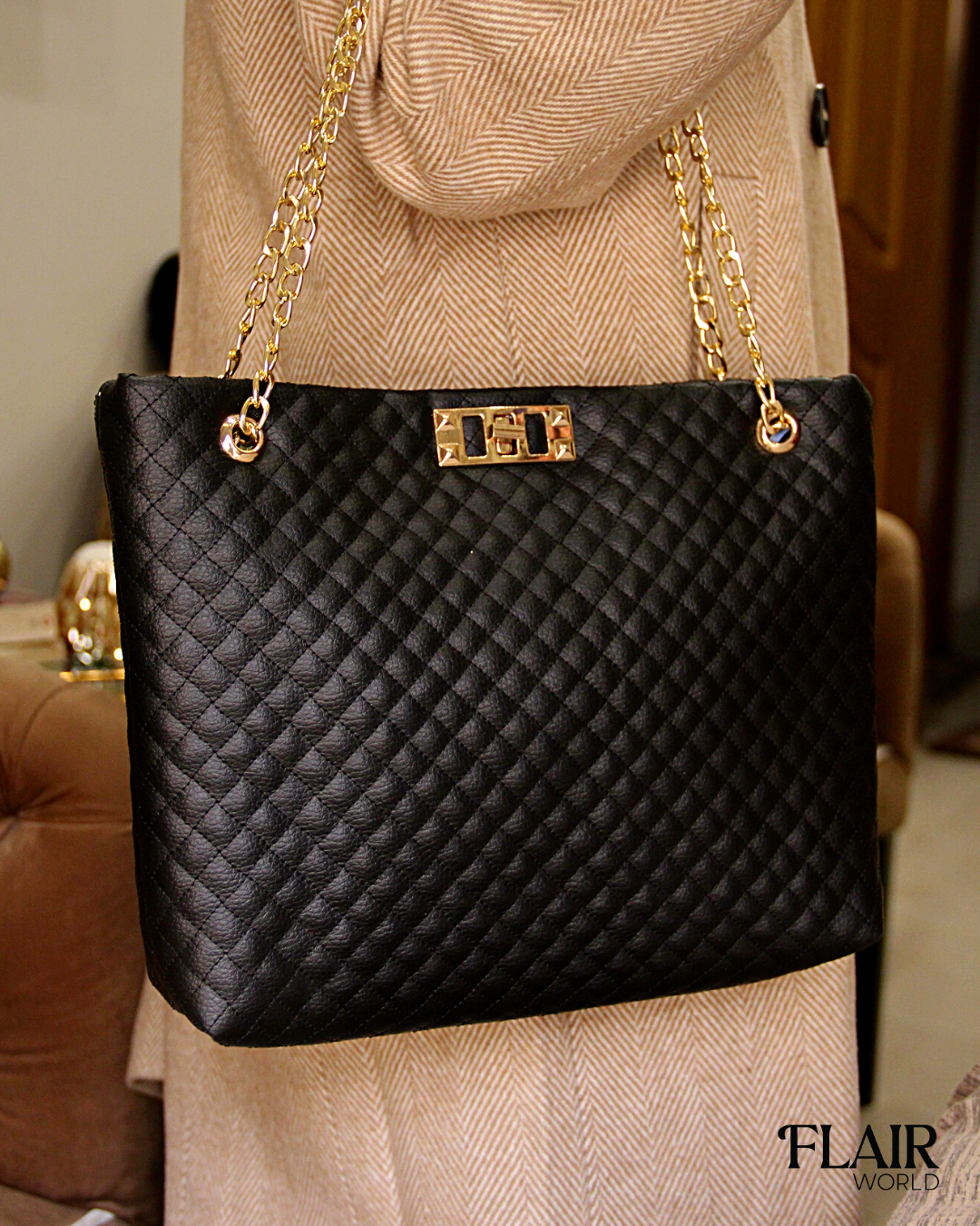 Pentagon Black Shoulder Bag