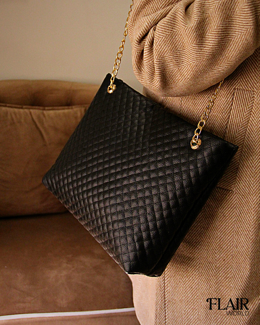 Pentagon Black Shoulder Bag