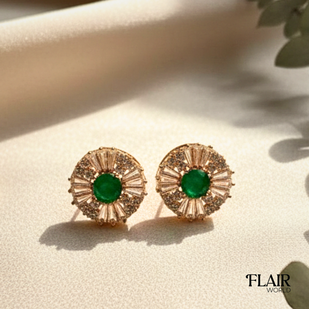 Ferris Round Green Studs