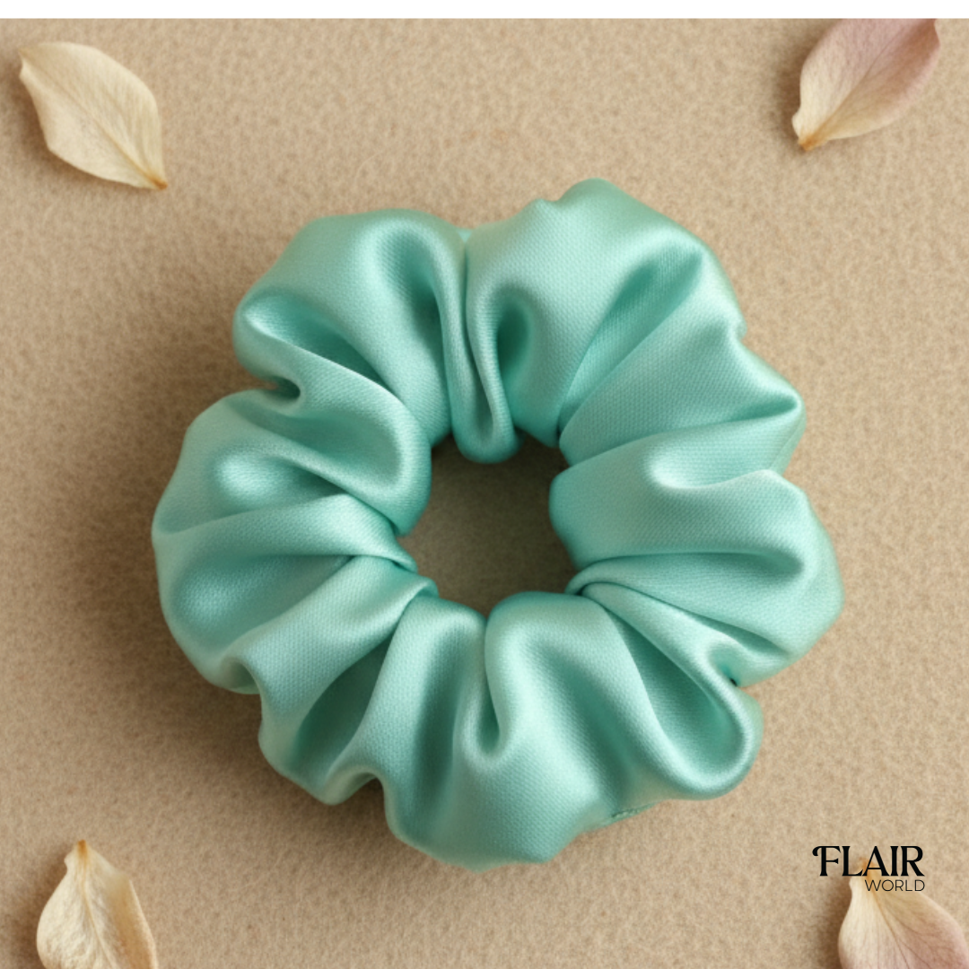 Light C Green Silk Scrunchie