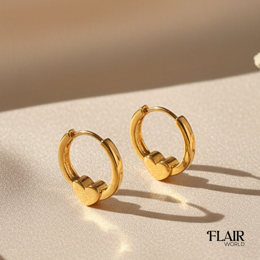 Heart Gold Hoops