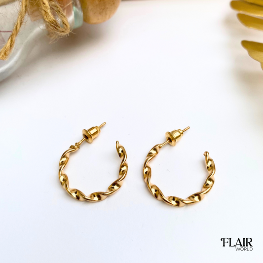 Gold Lined Twisted Hoops
