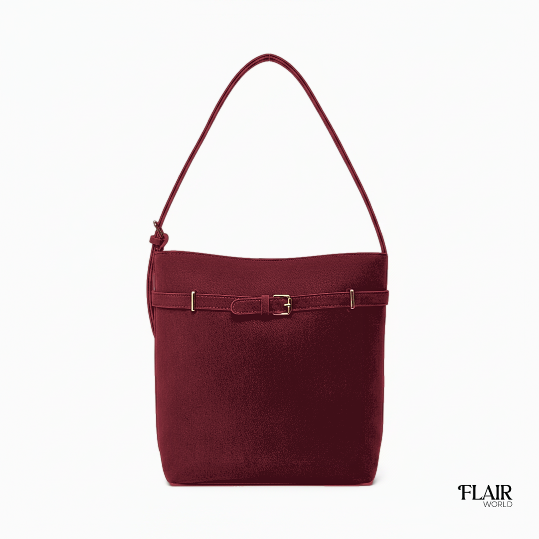 Christy Maroon Bucket Tote Bag