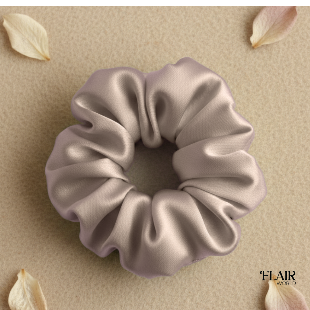Light Beige Silk Scrunchie