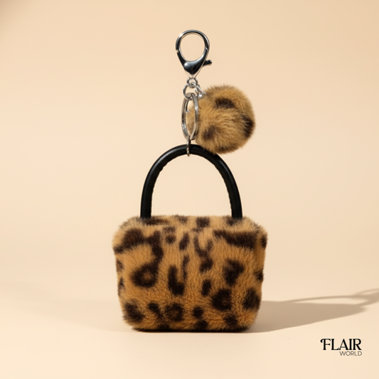 Brown Leopard Fur Key Chain