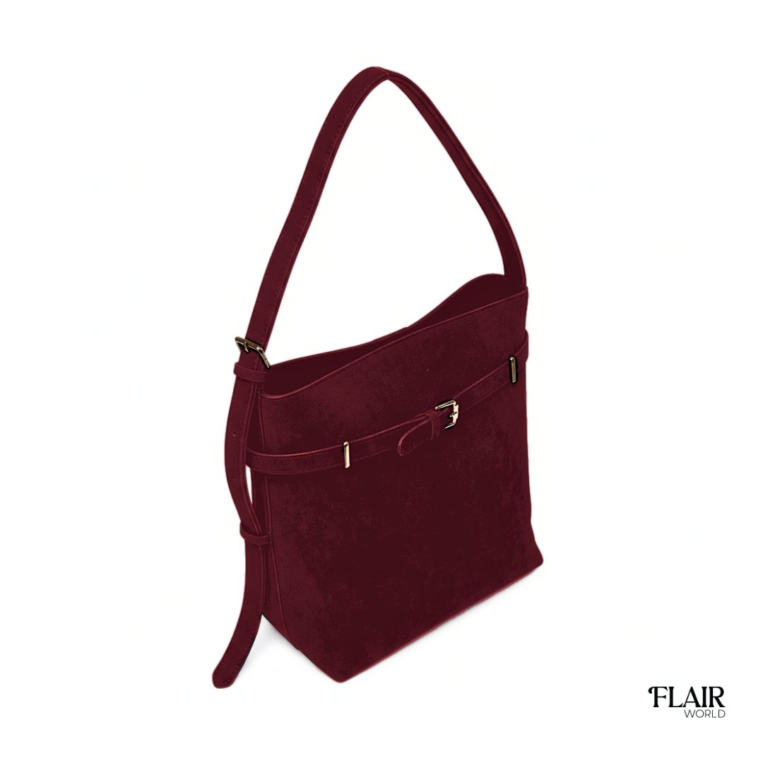 Christy Maroon Bucket Tote Bag