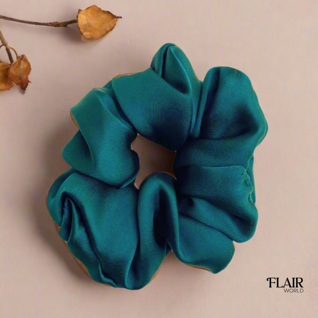 Dark Green Silk Scrunchie