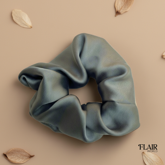 Grey Silk Scrunchie