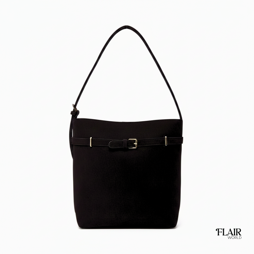 Christy Black Bucket Tote Bag