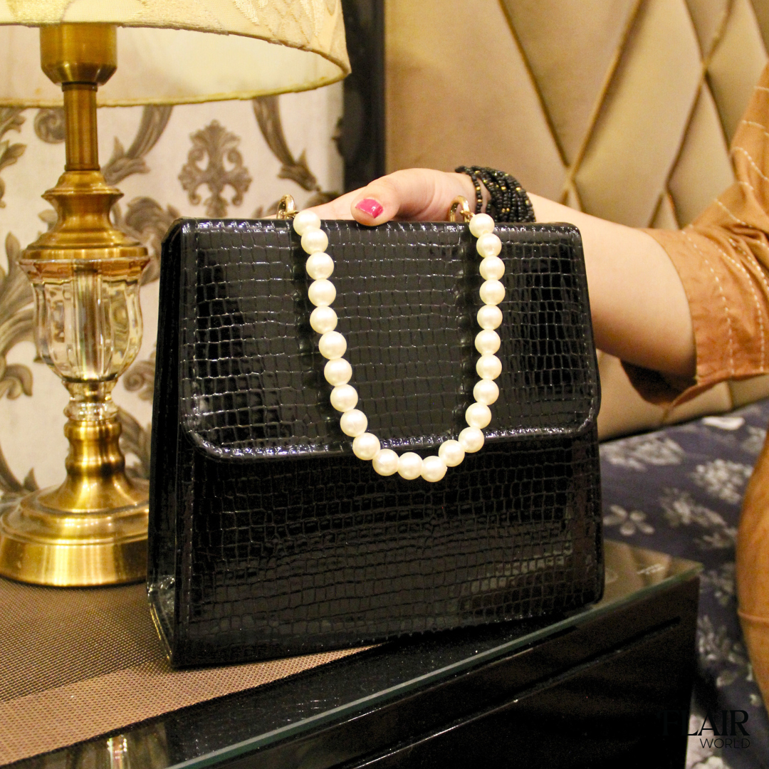 Black pearl clutch bag hot sale