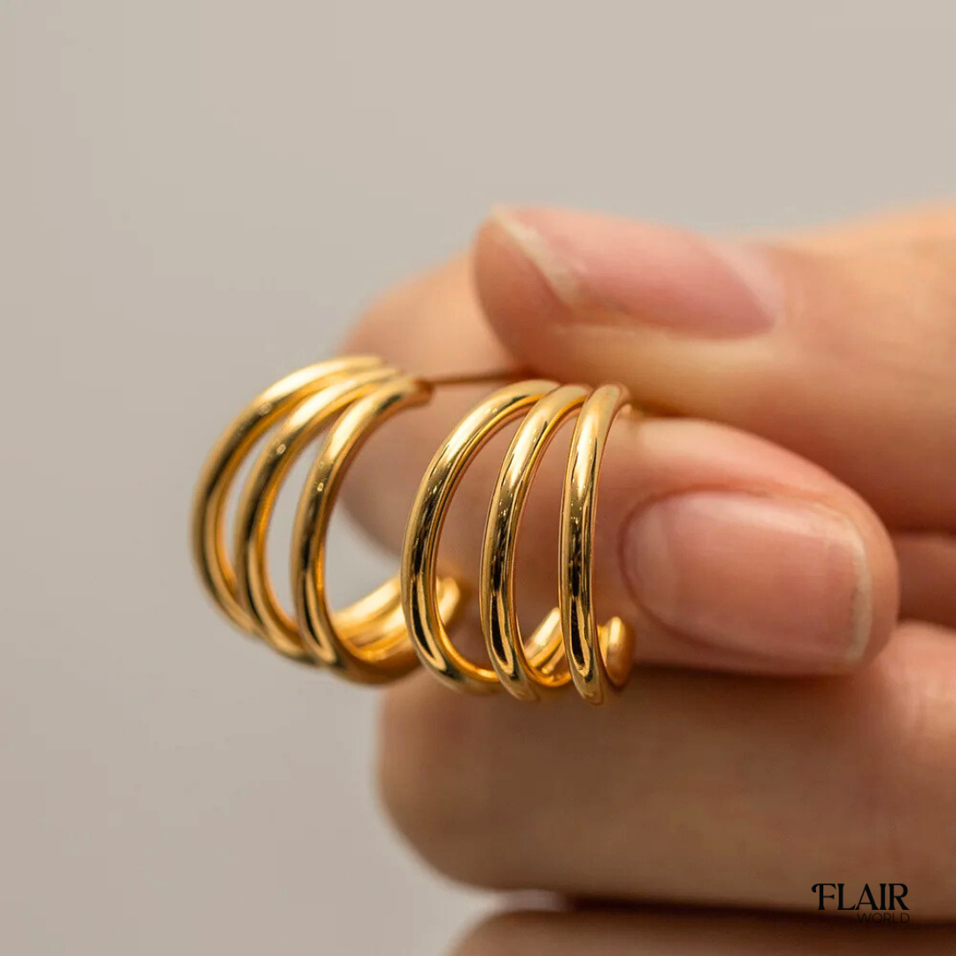 Gold Tripple Coil Hoops