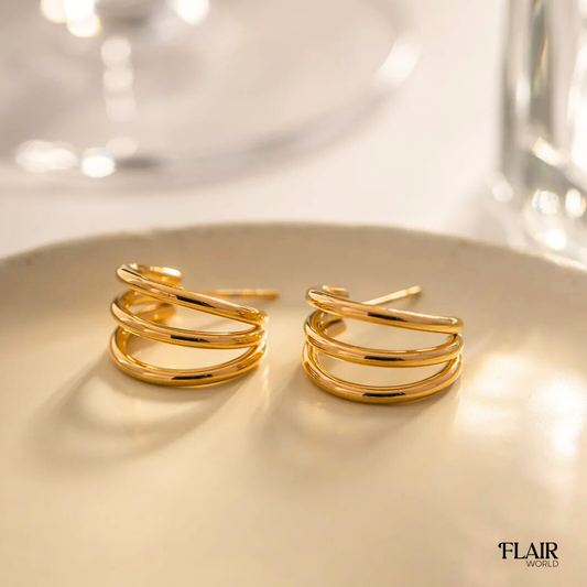 Gold Tripple Coil Hoops