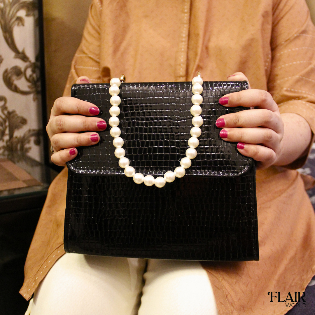 Pearl Hand Bag Black