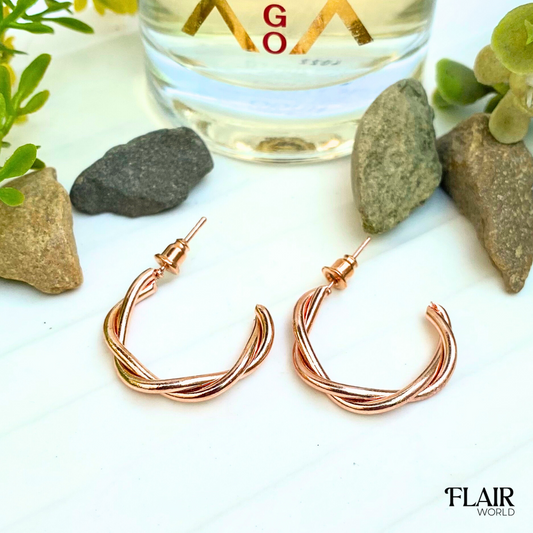 Gold Wired Twisted Hoops