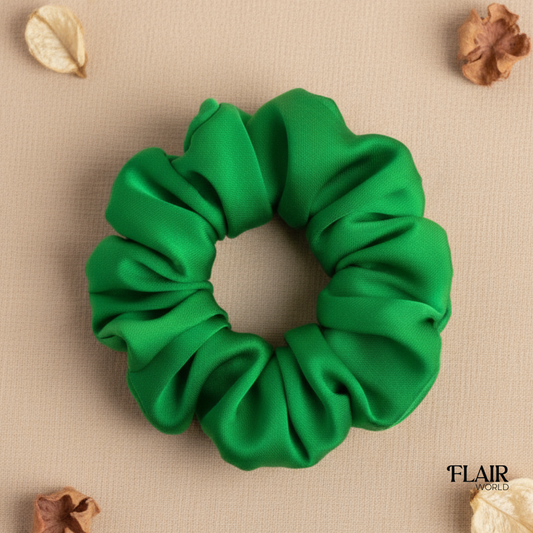 Green Silk Scrunchie