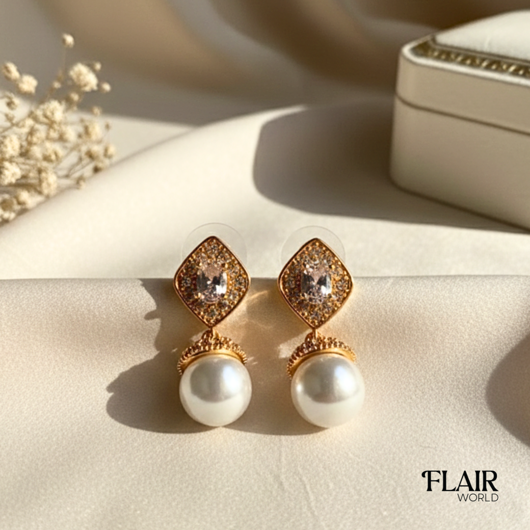 Penta Gold Drop Earings