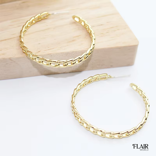 Gold Thin Chain Hoops