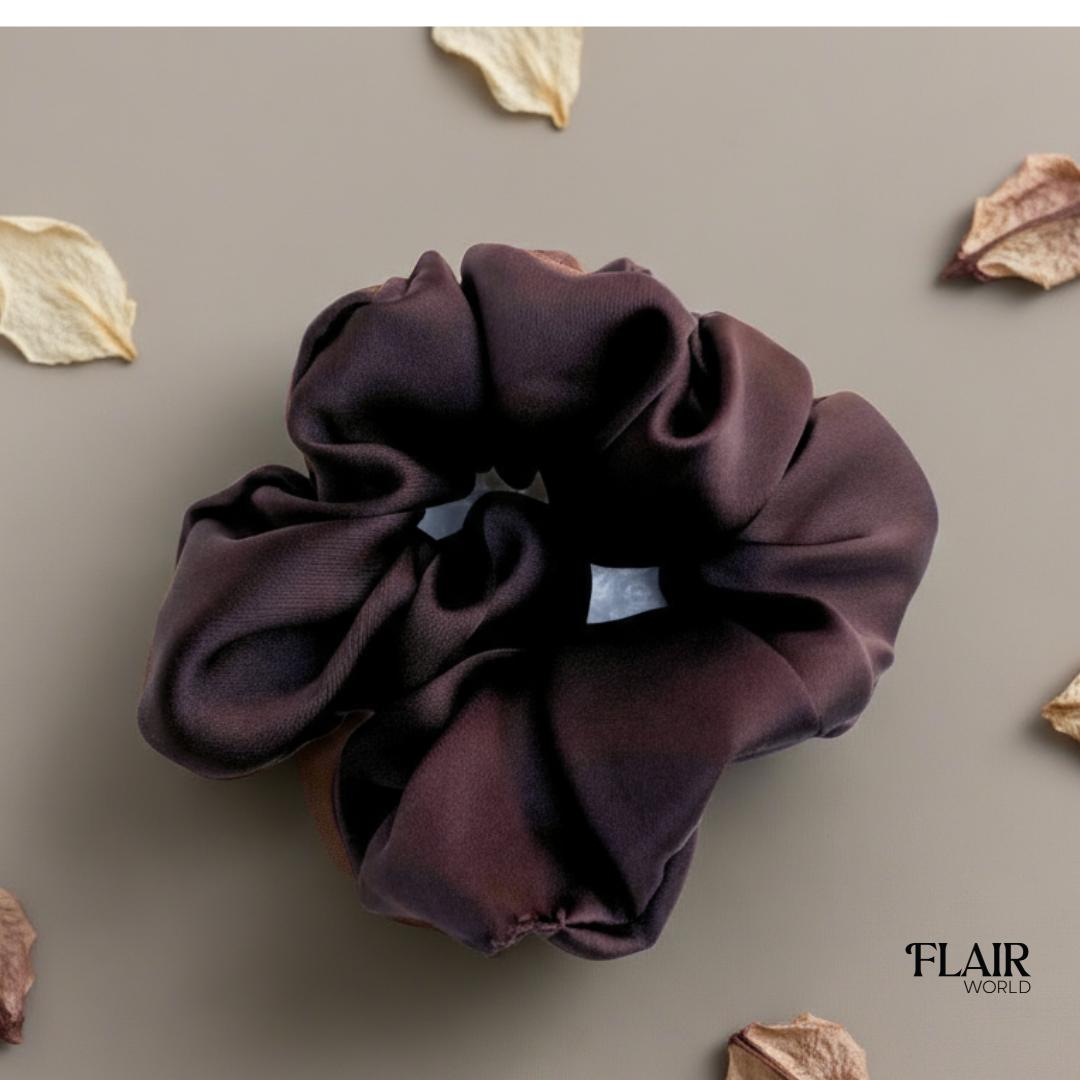 Dark Brown Silk Scrunchie