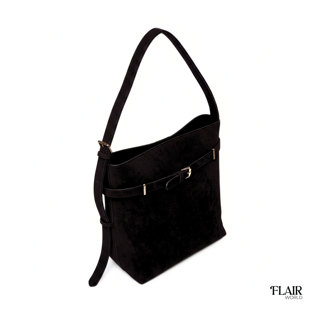 Christy Black Bucket Tote Bag