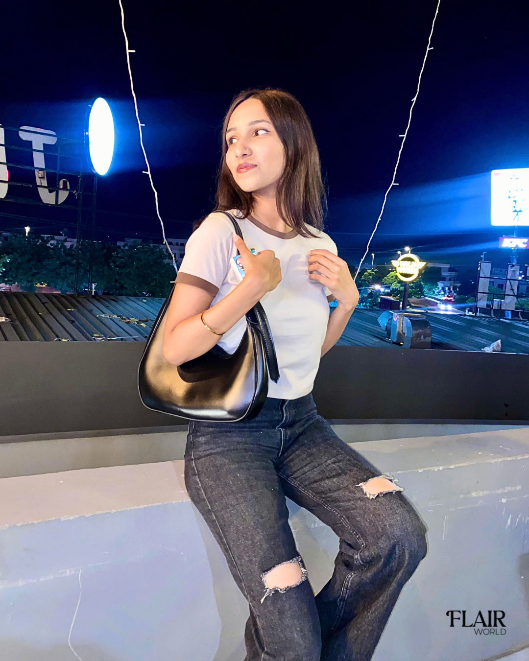 Alanna Black Hobo Bag