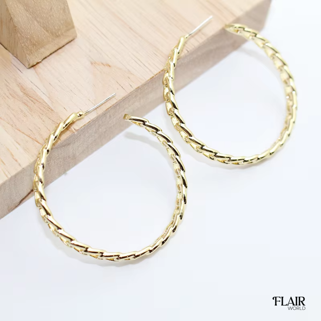 Gold Thin Chain Hoops