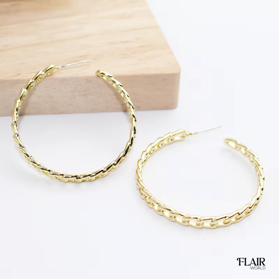 Gold Thin Chain Hoops