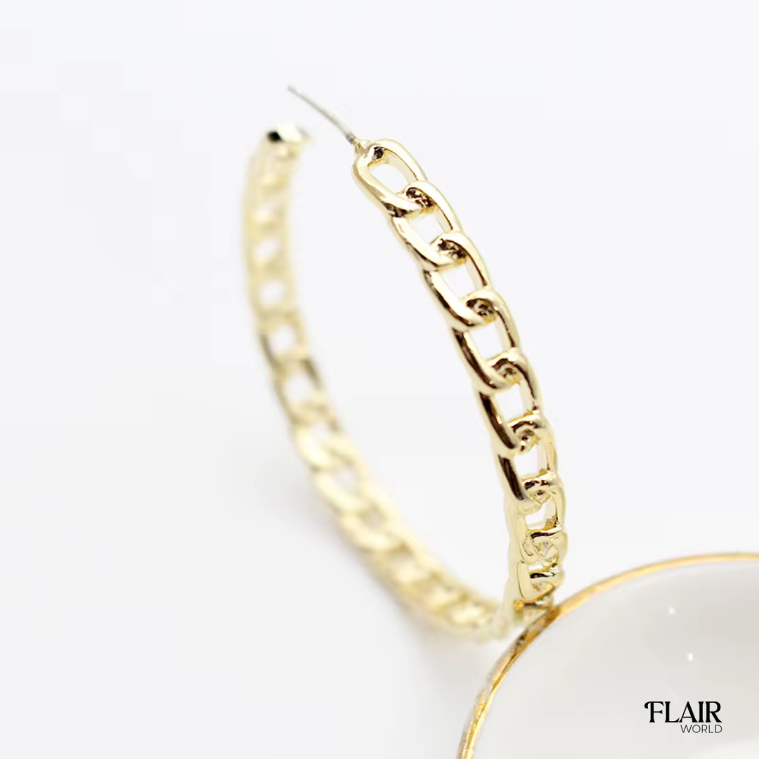 Gold Thin Chain Hoops