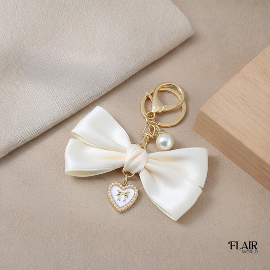 White Bow Tie Bag Charm