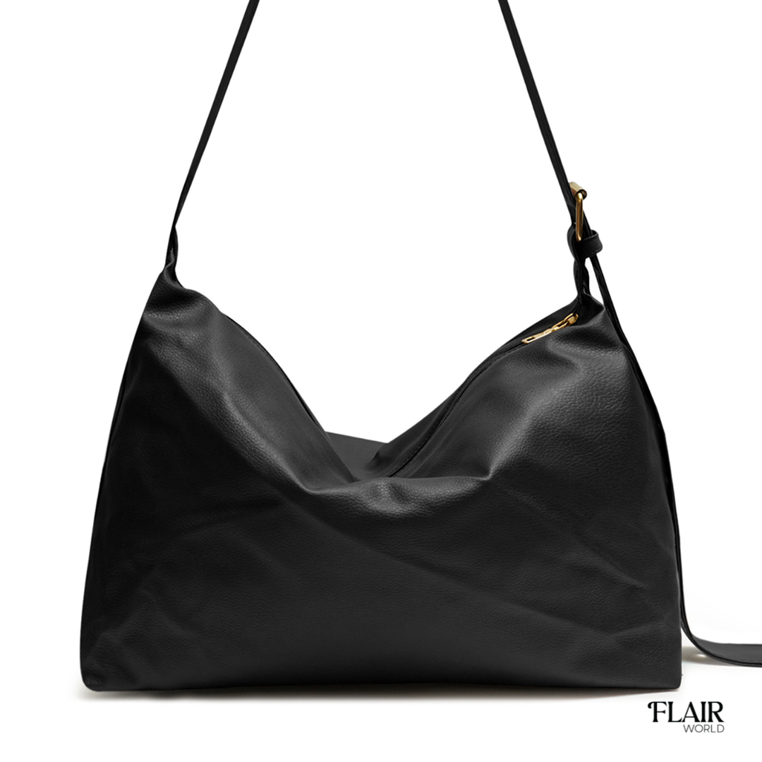 Sandy Black Slouch Tote Bag